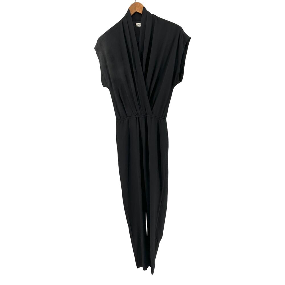 L’Agence Black Viscose Minimalist Tapered-Leg Zipper Jumpsuit